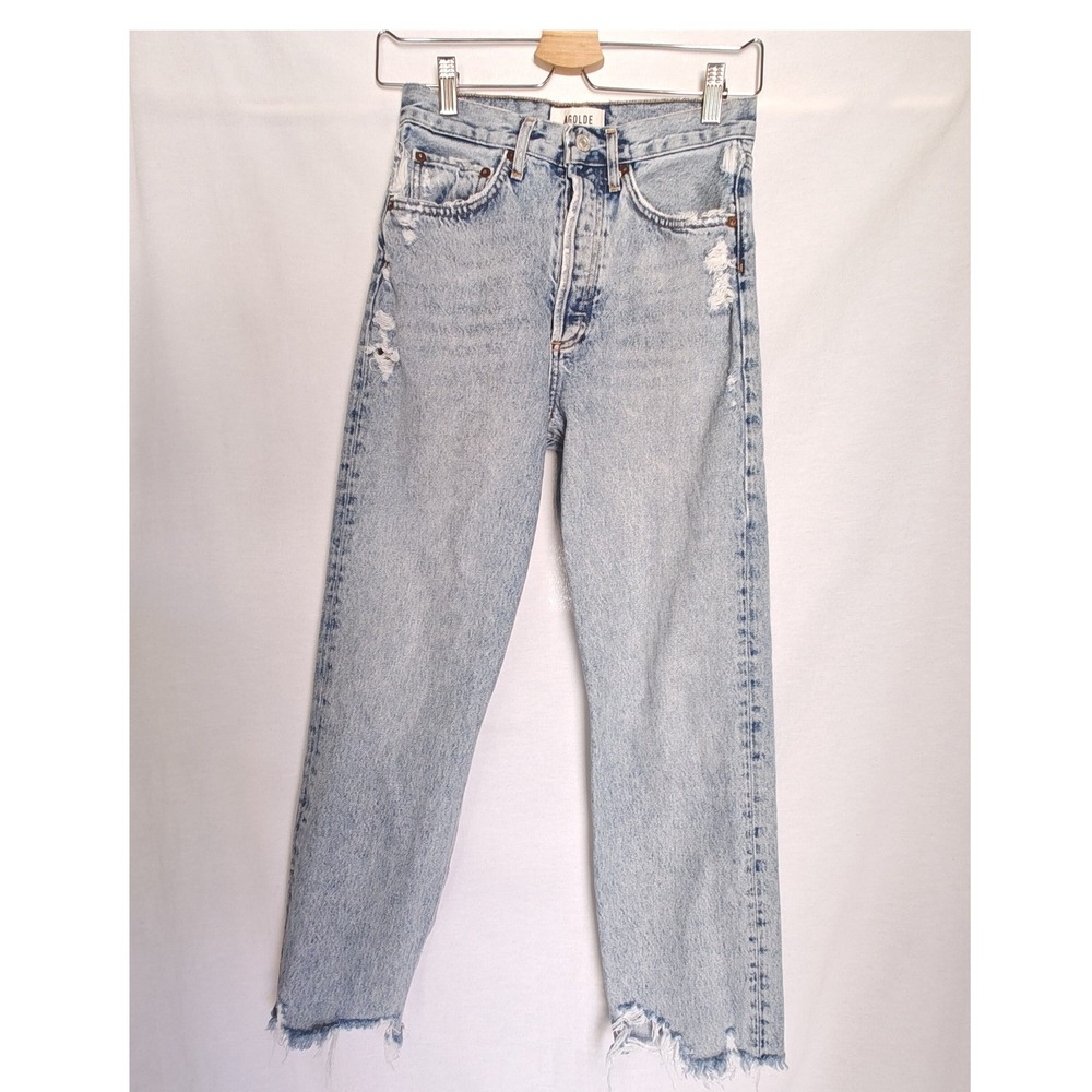 Agolde Jeans 90's Crop Nerve High Rise Straight Raw Chewed Hem Cotton 23